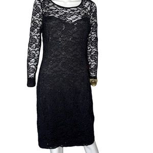 Candalite Black Long Sleeve Lace Cocktail Dress sz S